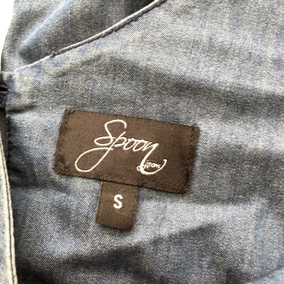 SPOON SLEEVELESS 1 PC JUMPSUIT CHAMBRAY BLUE SZ Sm - Picture 6 of 8